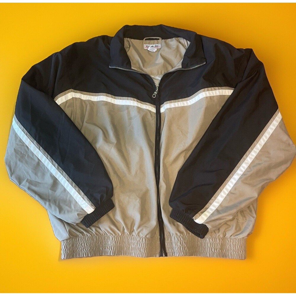 D.A.C. Performance Full-Zip Windbreaker Jacket Men’s/Unisex Large Black & Tan